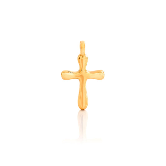 Nebu Gold 24k Gold Rounded Cross Pendant Front View