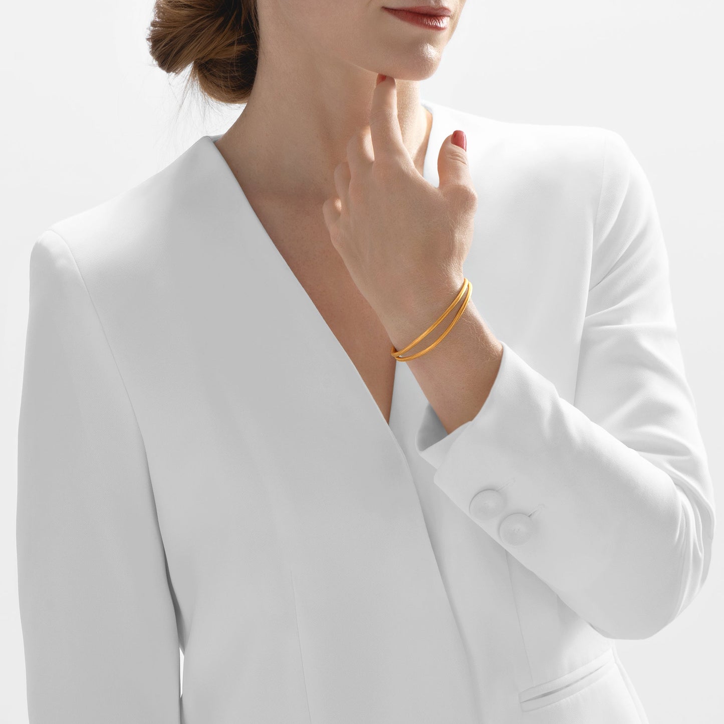 Nebu Gold 24k Gold Tapered Double Band Bangle Female