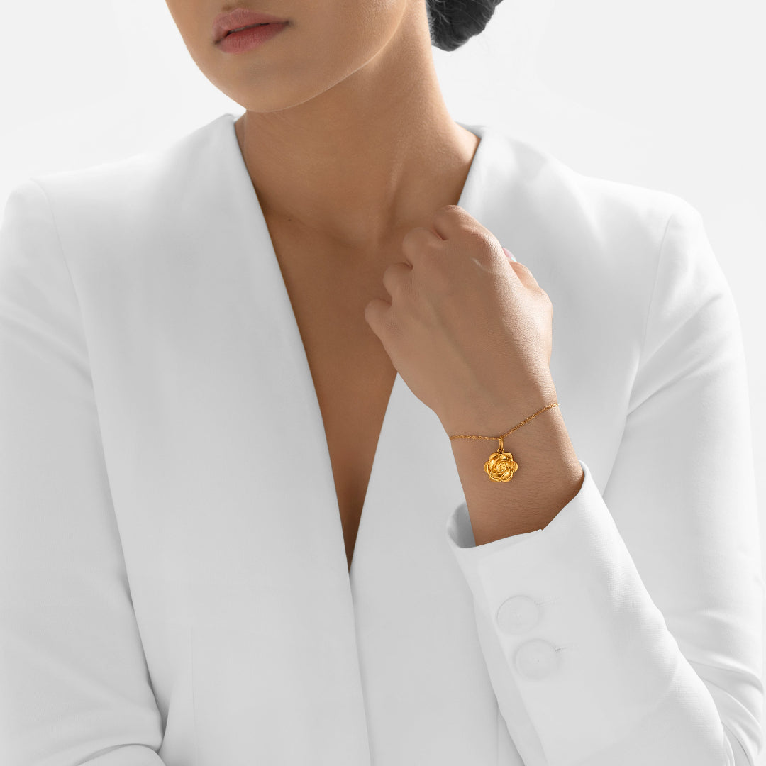 Nebu Gold 24kt Gold Bloom Charm Female Wrist