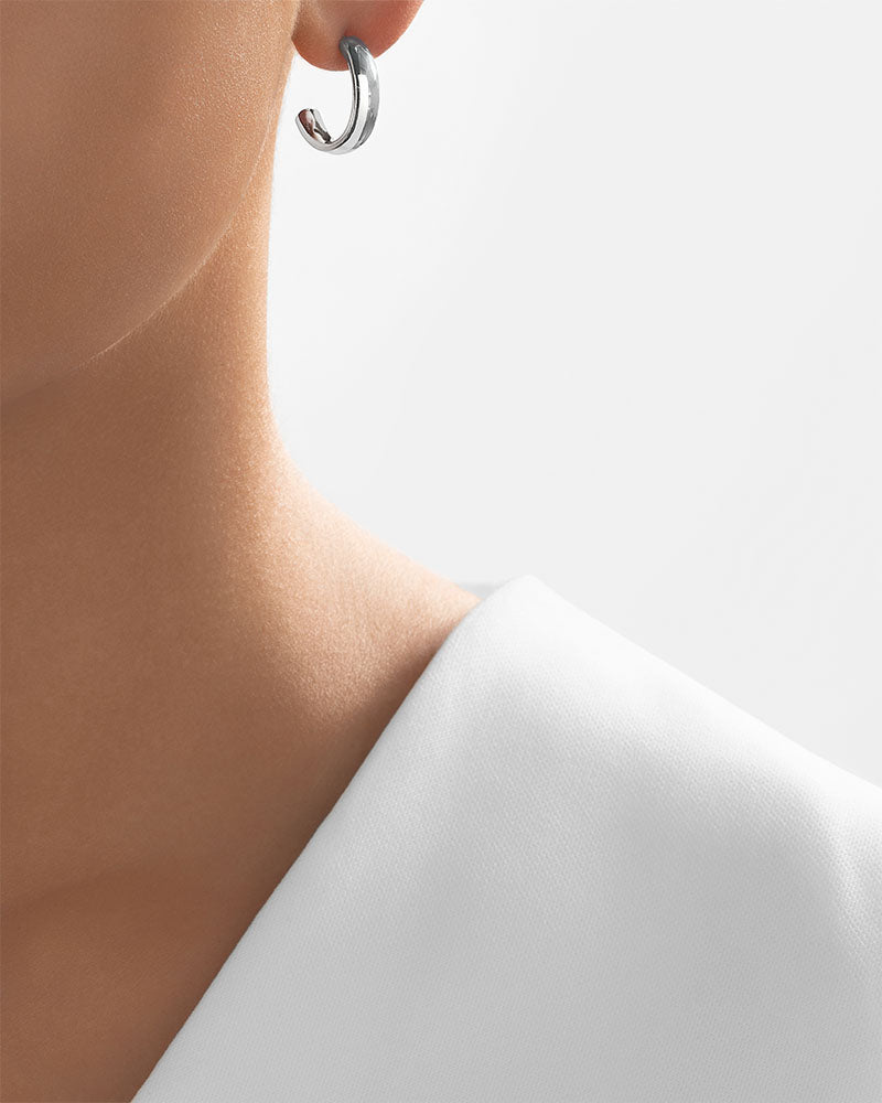 Nebu Gold 24kt Platinum Slender Hoop Earrings Female