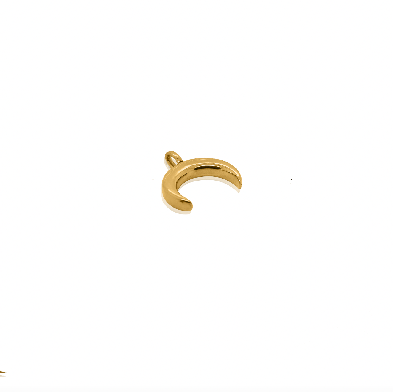 Crescent moon gold pendant side
