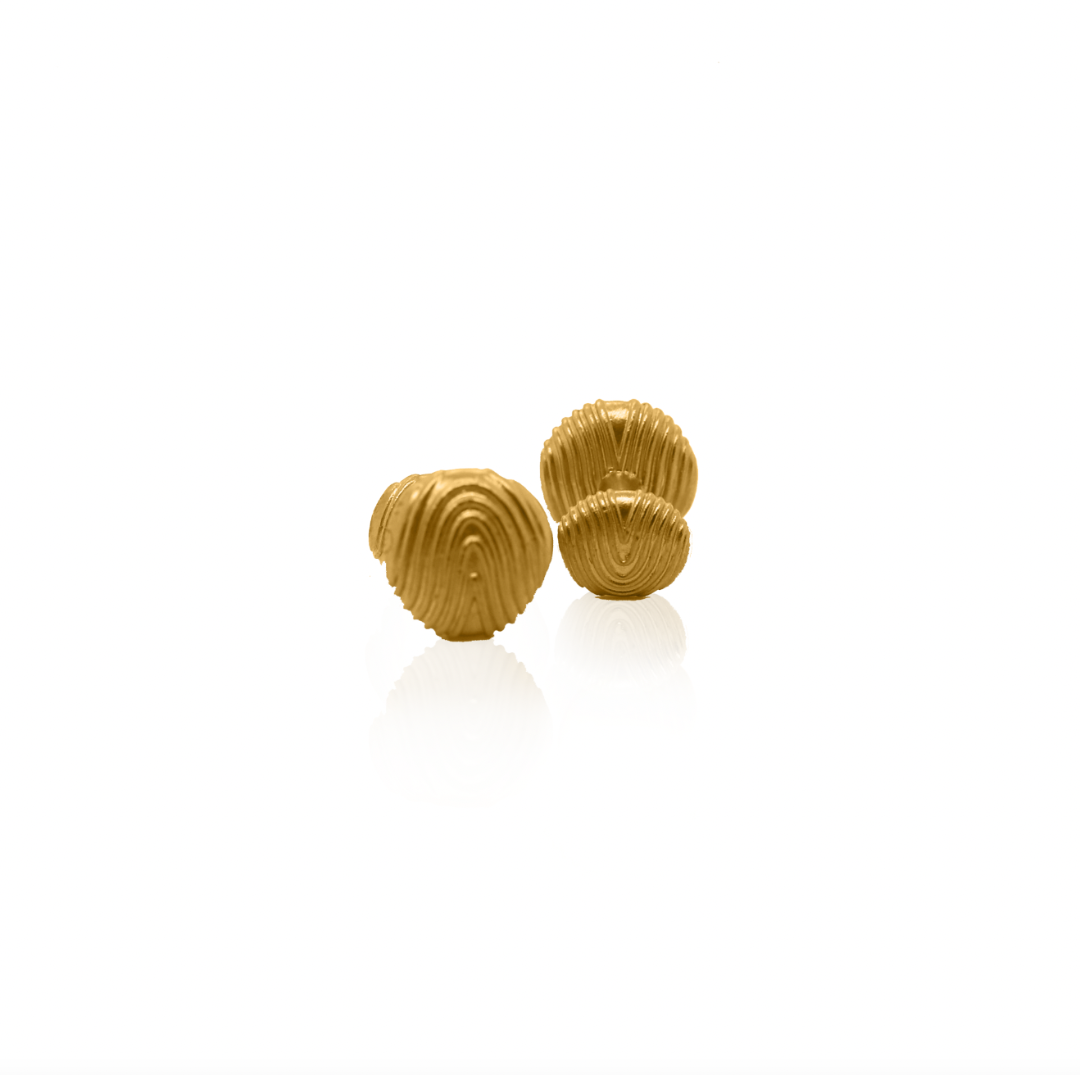 Nebu Gold 24k Gold Grooved Orb Cufflinks Back View