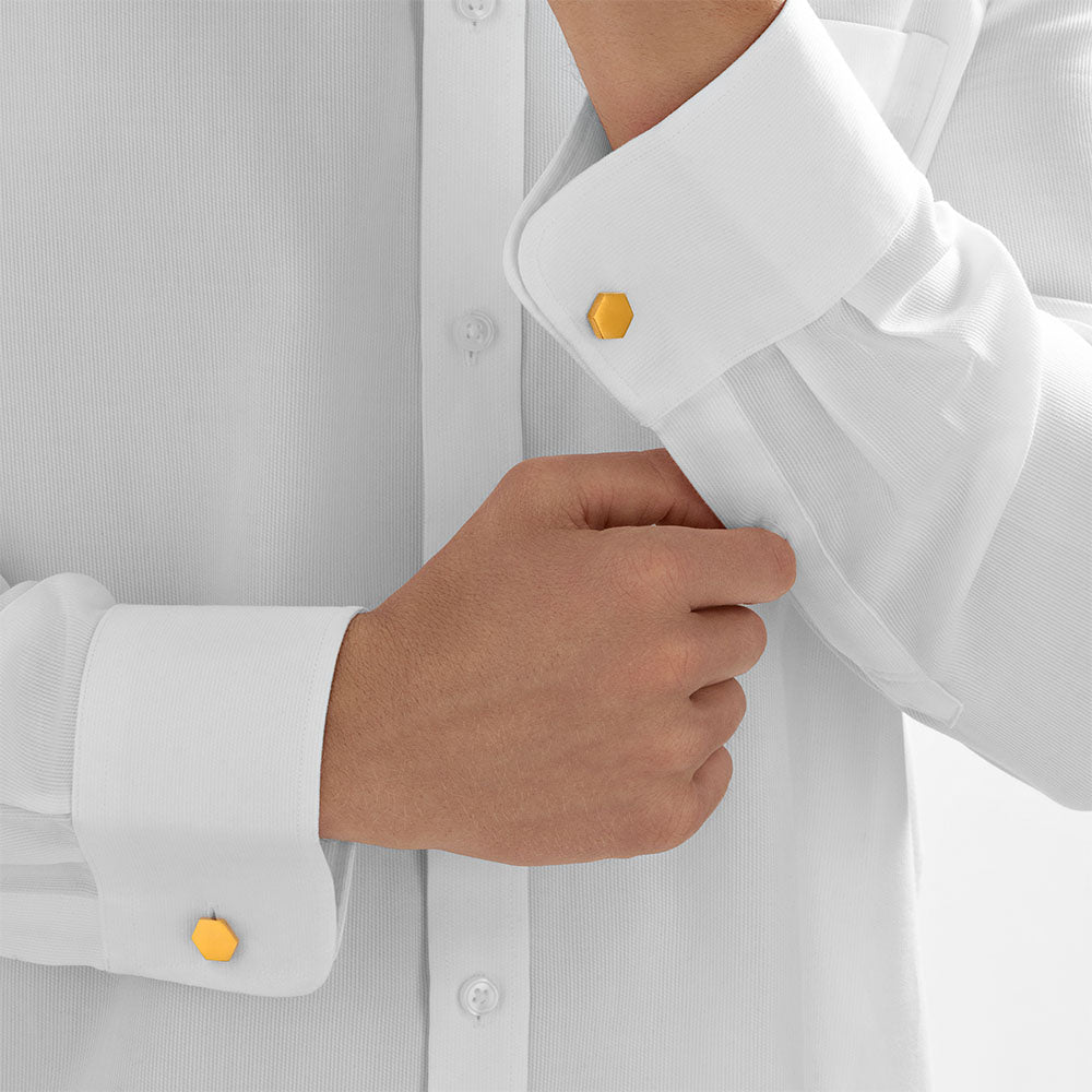 Nebu Gold 24k Gold Hexagon Cufflinks Male