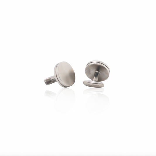 Nebu Gold 24k Platinum Bevelled Cufflinks Side View