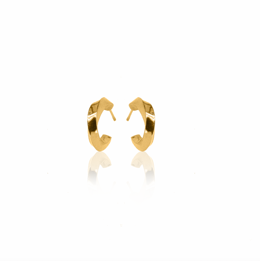 Gold chunky twist hoop earrings