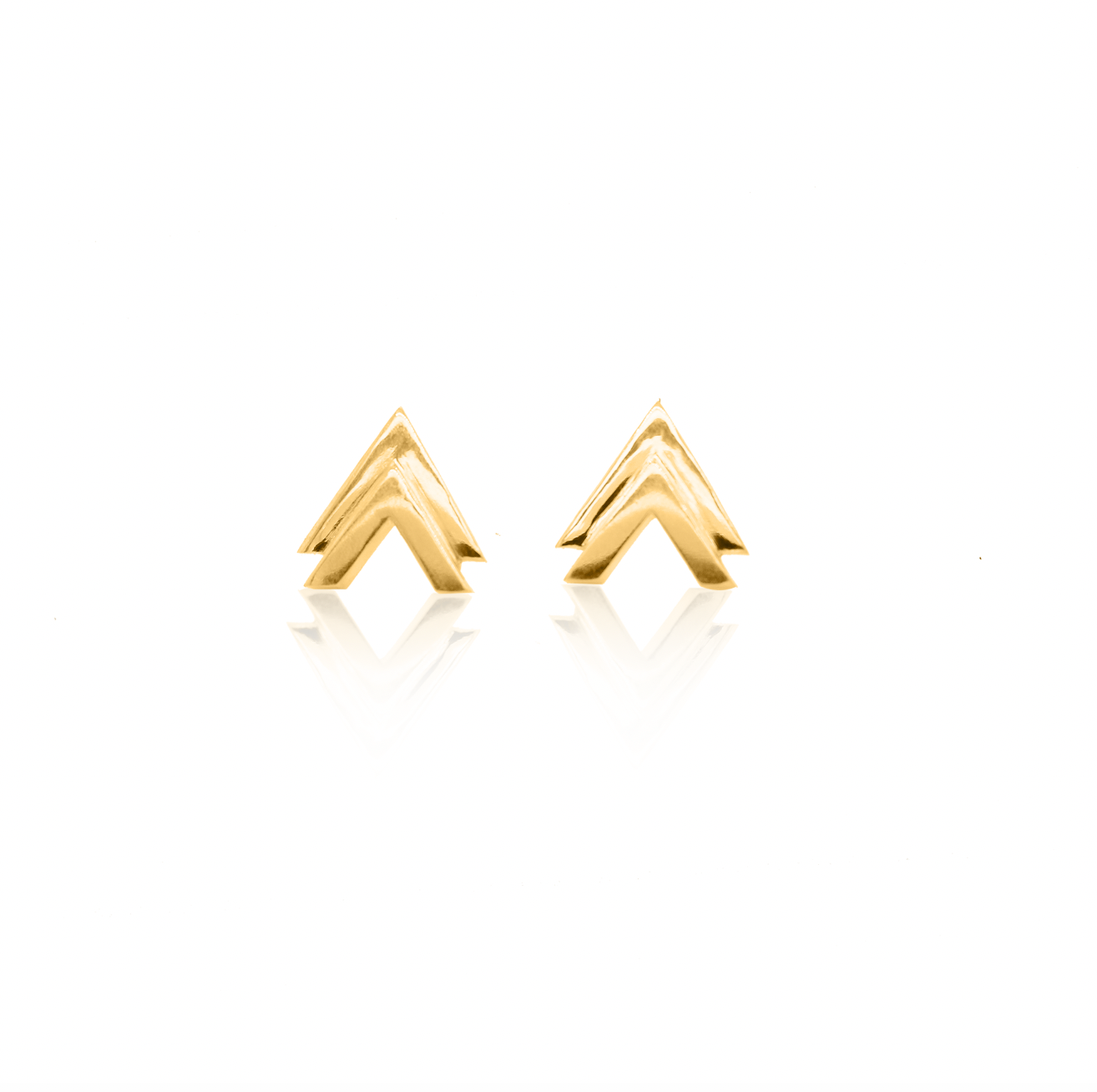 Gold double V stud earrings