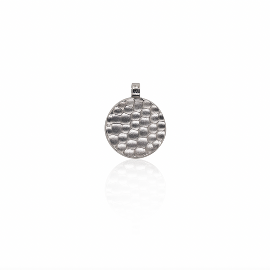 Platinum hammered medallion pendant