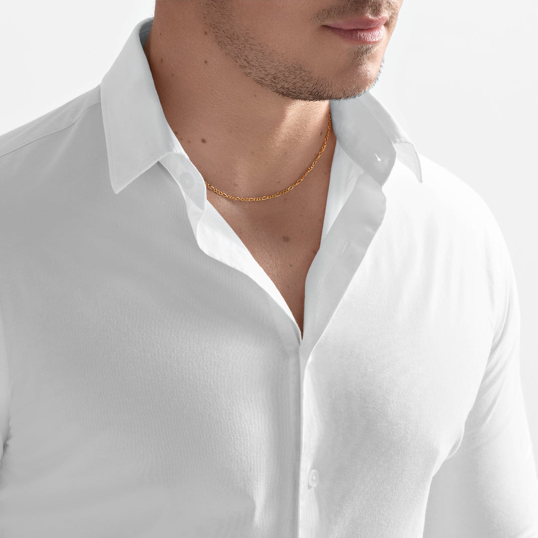 Gold Chain Mens White And Gold Dress Shirt Collared Tagged "Small" Page Clothing Gold Chain Mens White And Gold Dress Shirt Collared Tagged "Small" Page Clothing