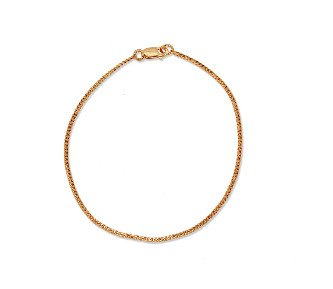 Nebu Gold 22kt Gold Flat Curb Chain Bracelet Front View