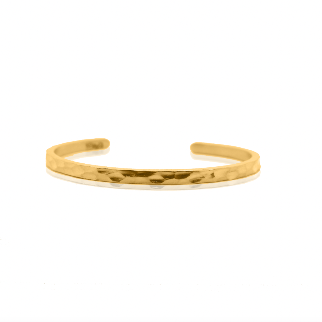 Nebu Gold 24k Gold Classic Hammered Wrist Cuff Front View