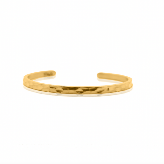 Nebu Gold 24k Gold Classic Hammered Wrist Cuff Front View