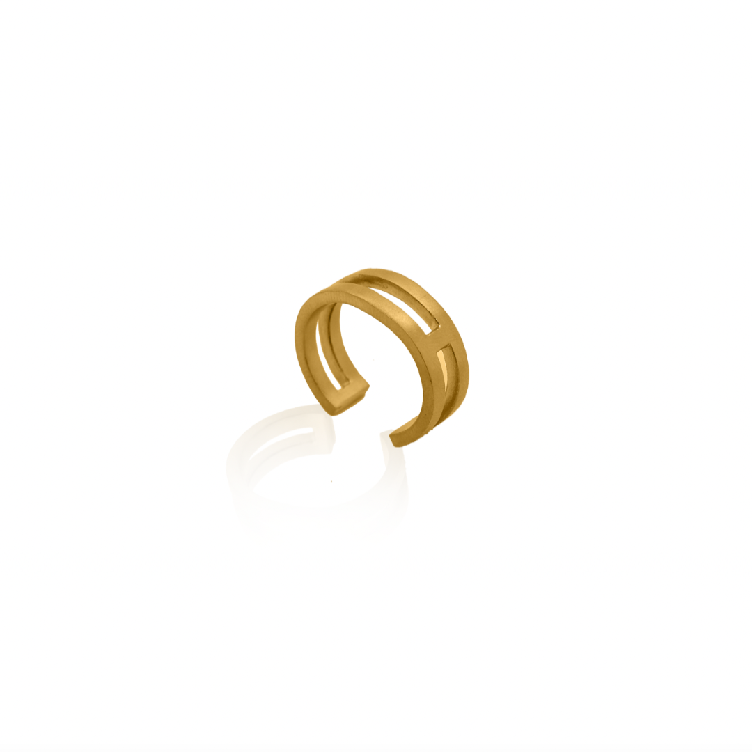 Nebu Gold 24k Gold Double Banded Ring Side View