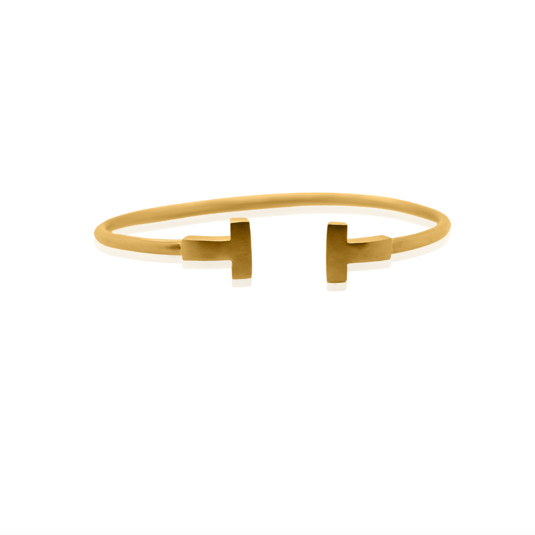 Nebu Gold 24k Gold Double Pillar Stop Bangle Front View