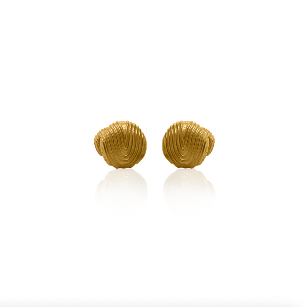 Nebu Gold 24k Gold Grooved Orb Cufflinks Front View