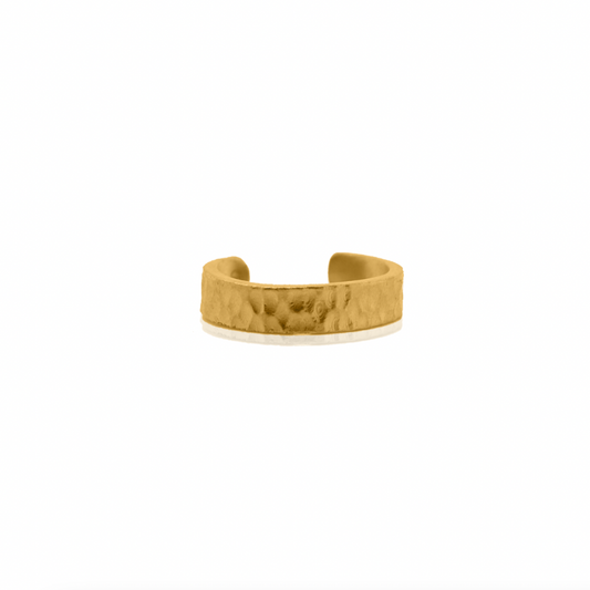 Nebu Gold 24k Gold Hammered Cuff Ring Front View