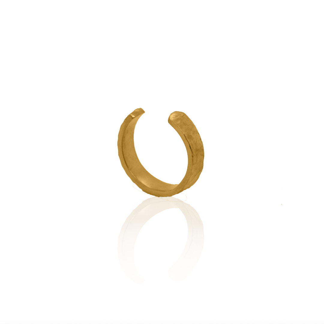 Nebu Gold 24k Gold Hammered Cuff Ring Side View