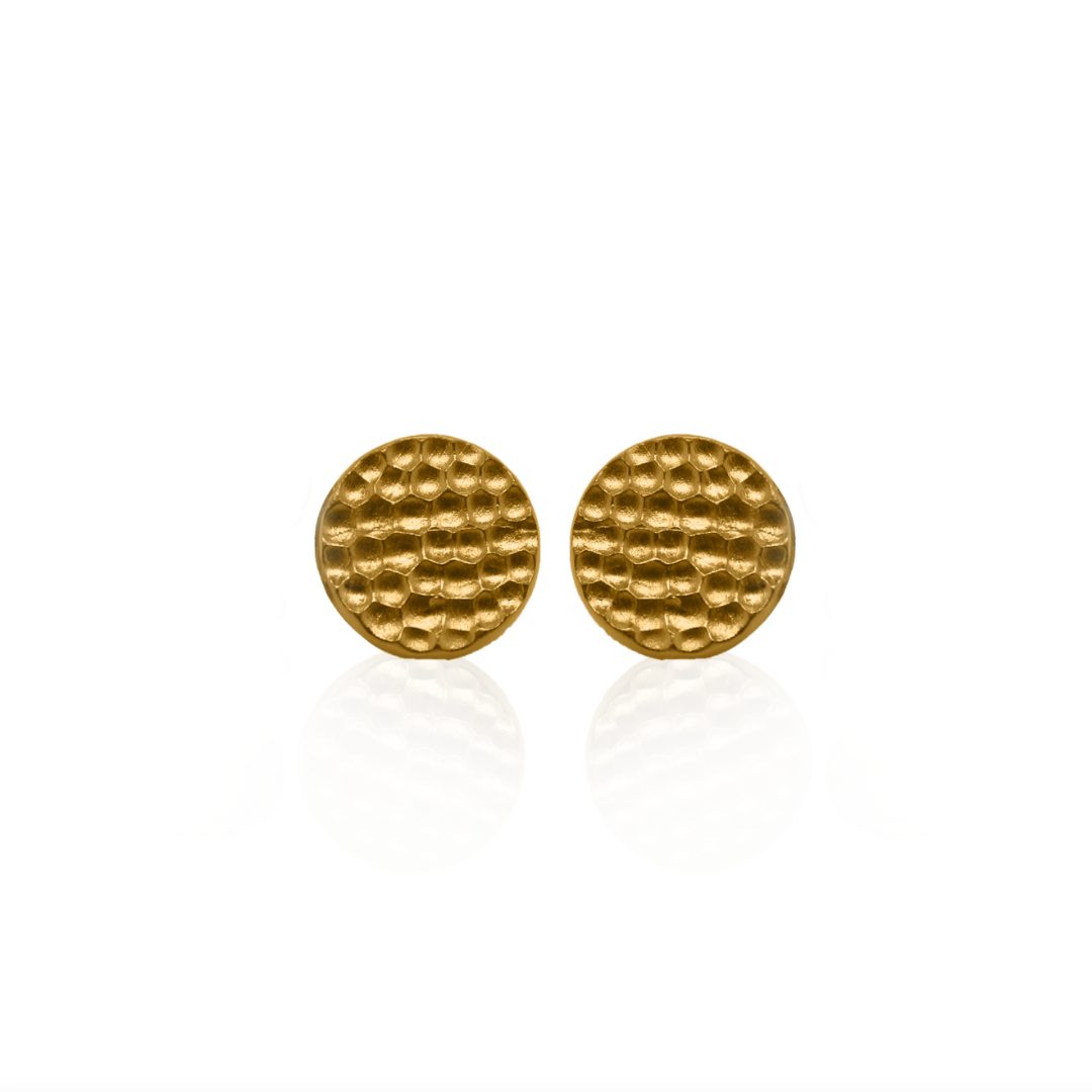 Nebu_Gold_24k_Gold_Hammered_Disc_Cufflinks_Front_View