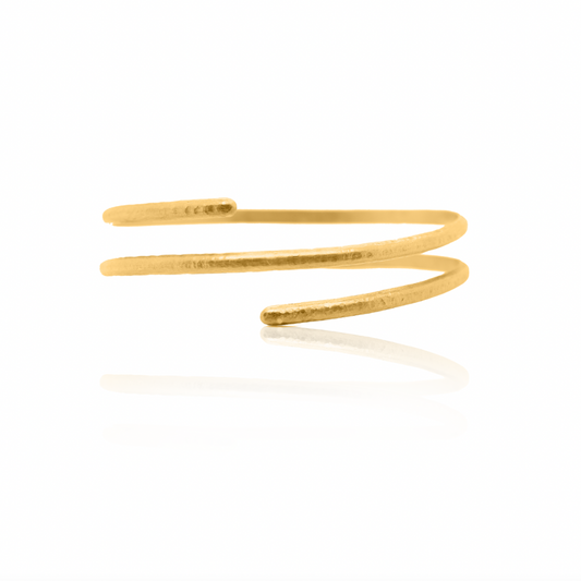 Nebu Gold 24k Gold Hammered Infinite Spiral Wrist Cuff Front View