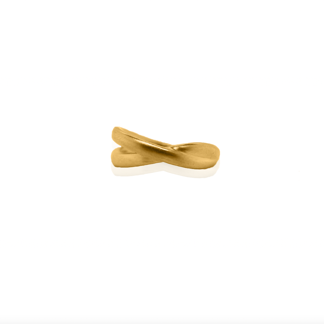 Nebu Gold 24k Gold Modern Crossover Ring Front View