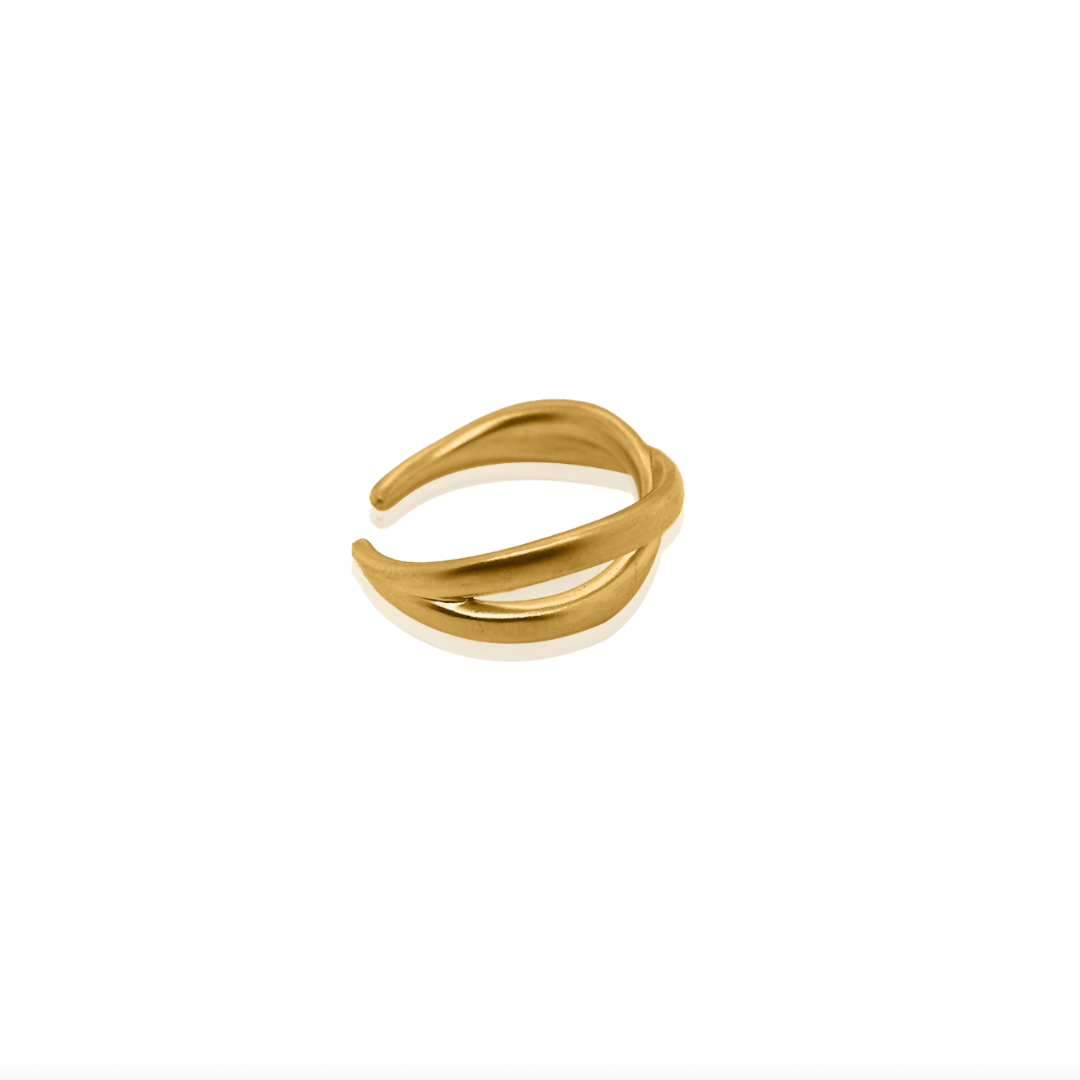 Nebu Gold 24k Gold Modern Crossover Ring Side View