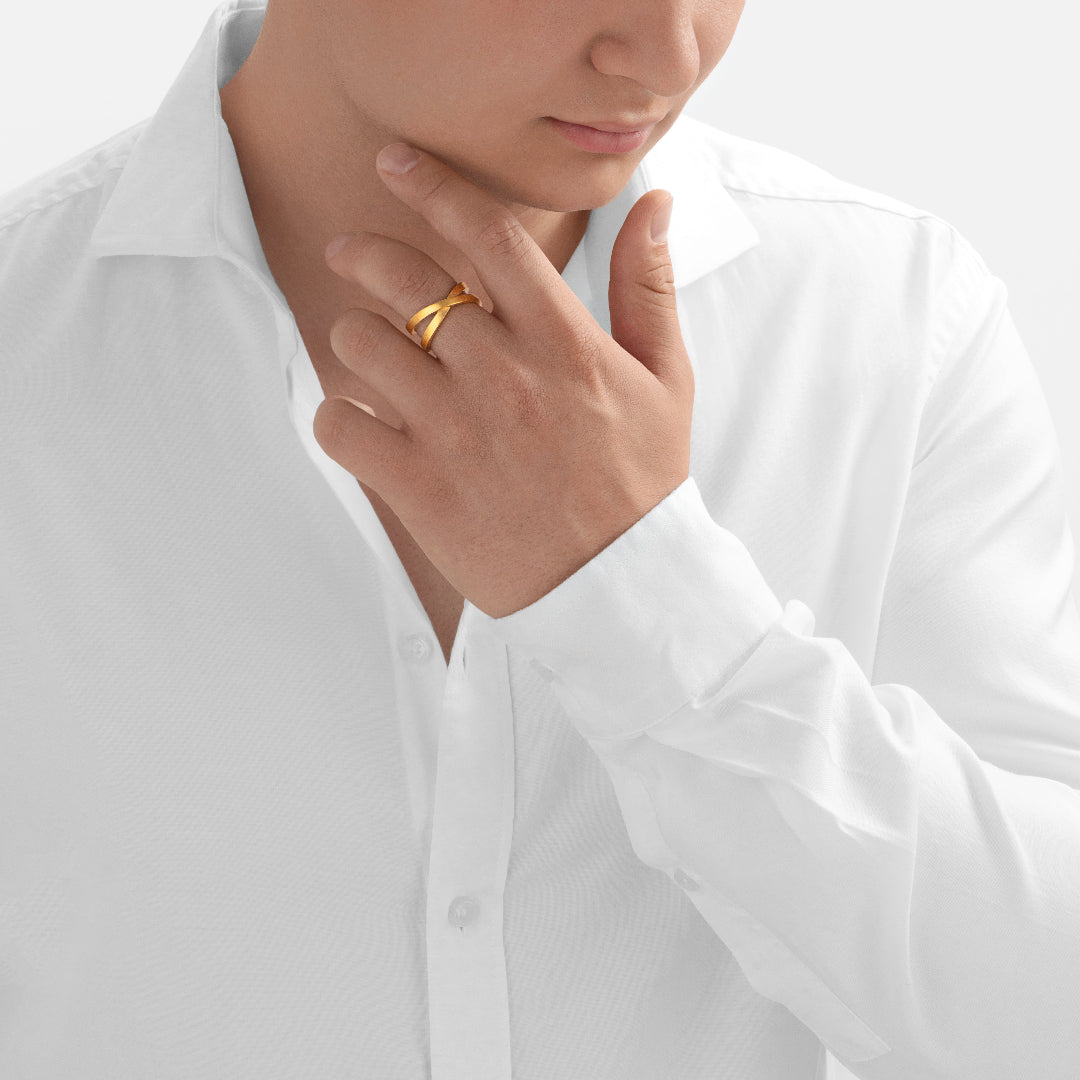 Nebu Gold 24k Gold Modern Infinity Ring Male