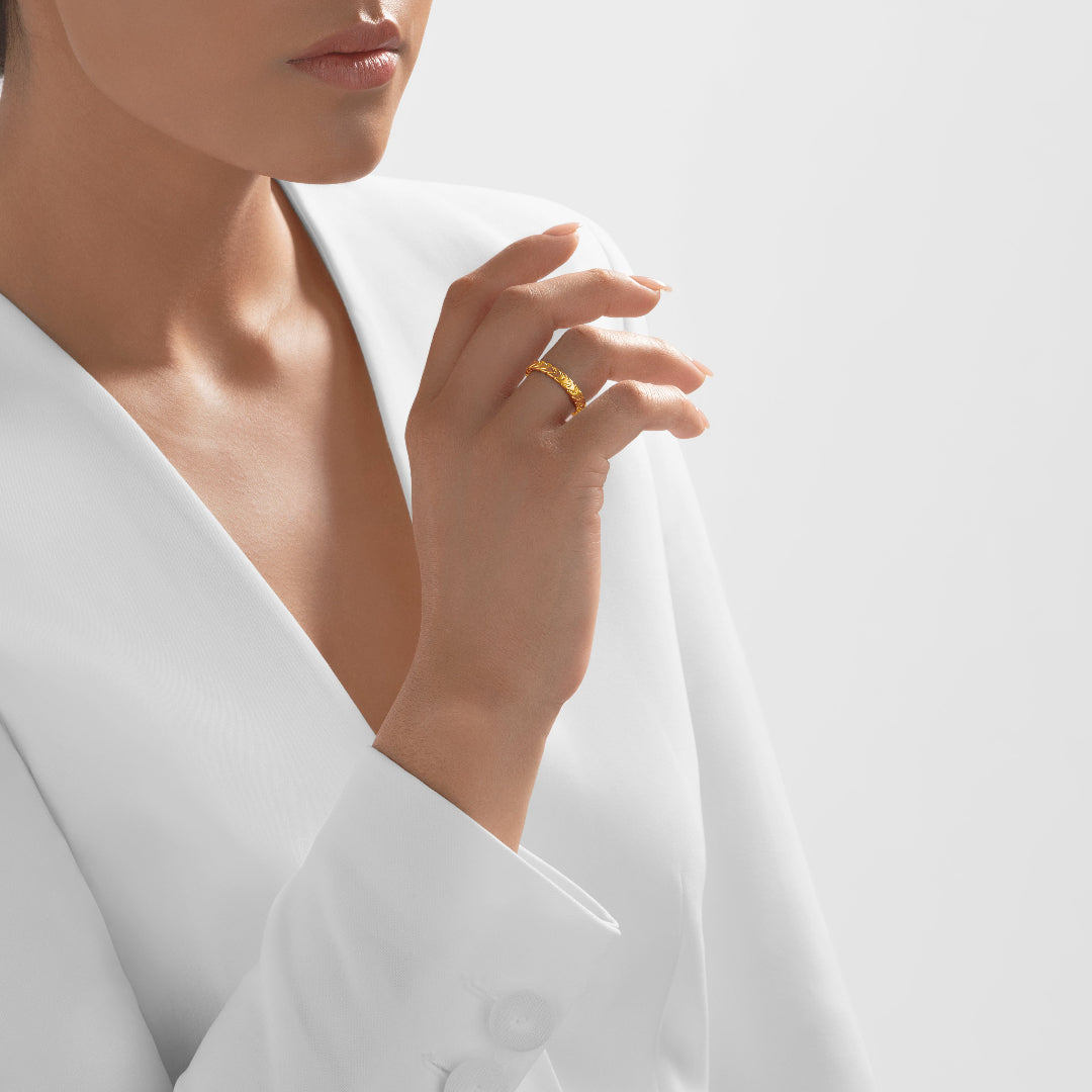 Nebu Gold 24k Gold Modern Serpent Ring Female