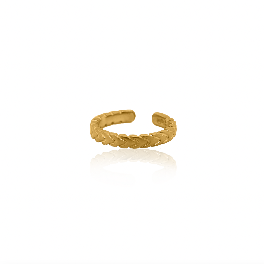Nebu Gold 24k Gold Modern Serpent Ring Front View