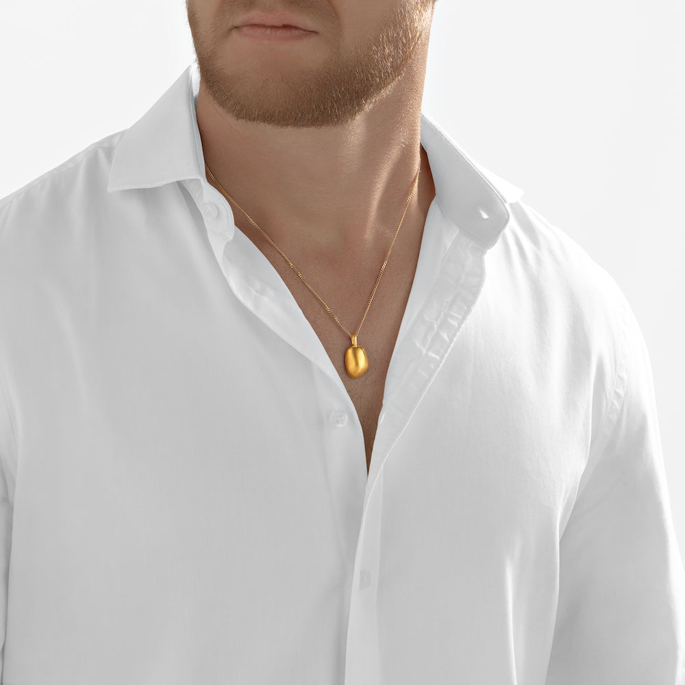 Nebu Gold 24k Gold Pebble Pendant Male