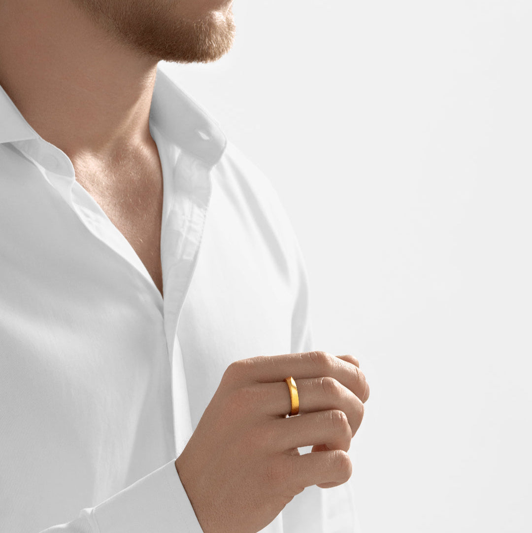 Nebu Gold 24k Gold Ridge Ring Male