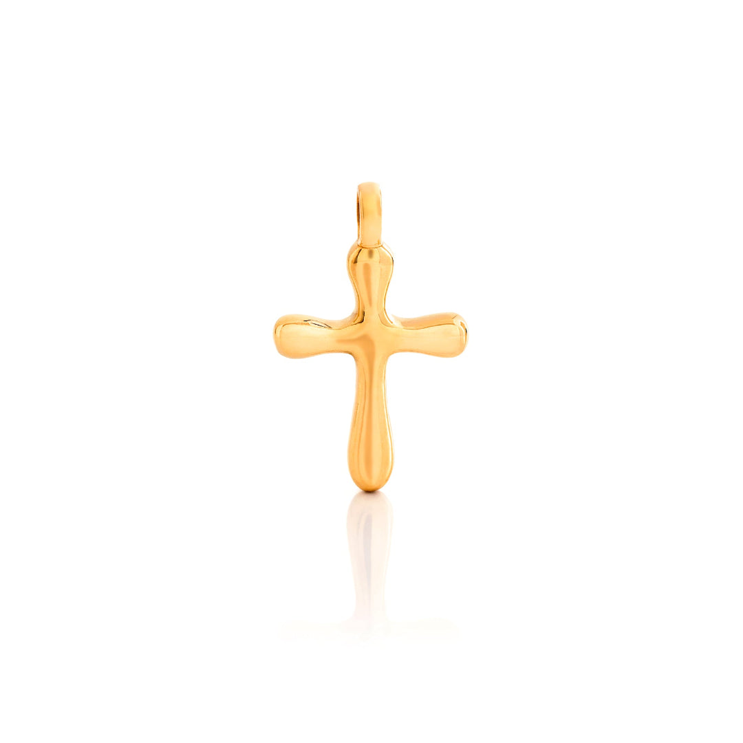 Nebu Gold 24k Gold Rounded Cross Pendant Front View
