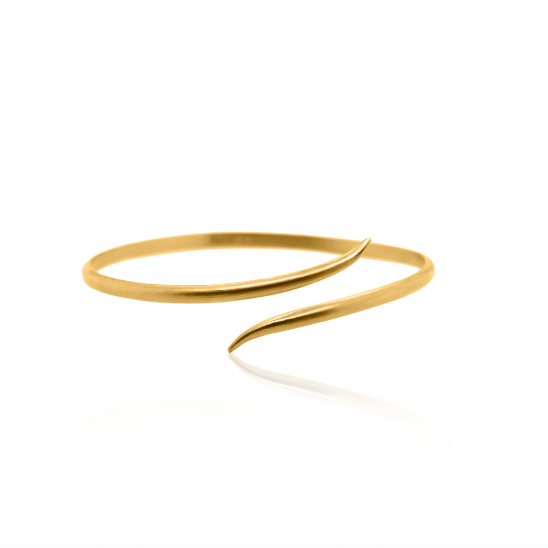 Nebu Gold 24k Gold Slender Arrow Bangle Front View