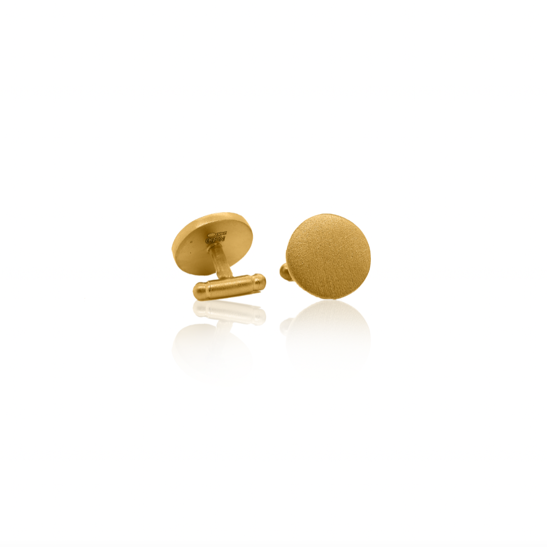 Nebu Gold 24k Gold Textured Disc Cufflinks Back View
