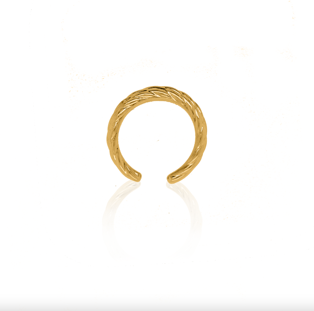 Nebu Gold 24k Gold Textured Ring Side View