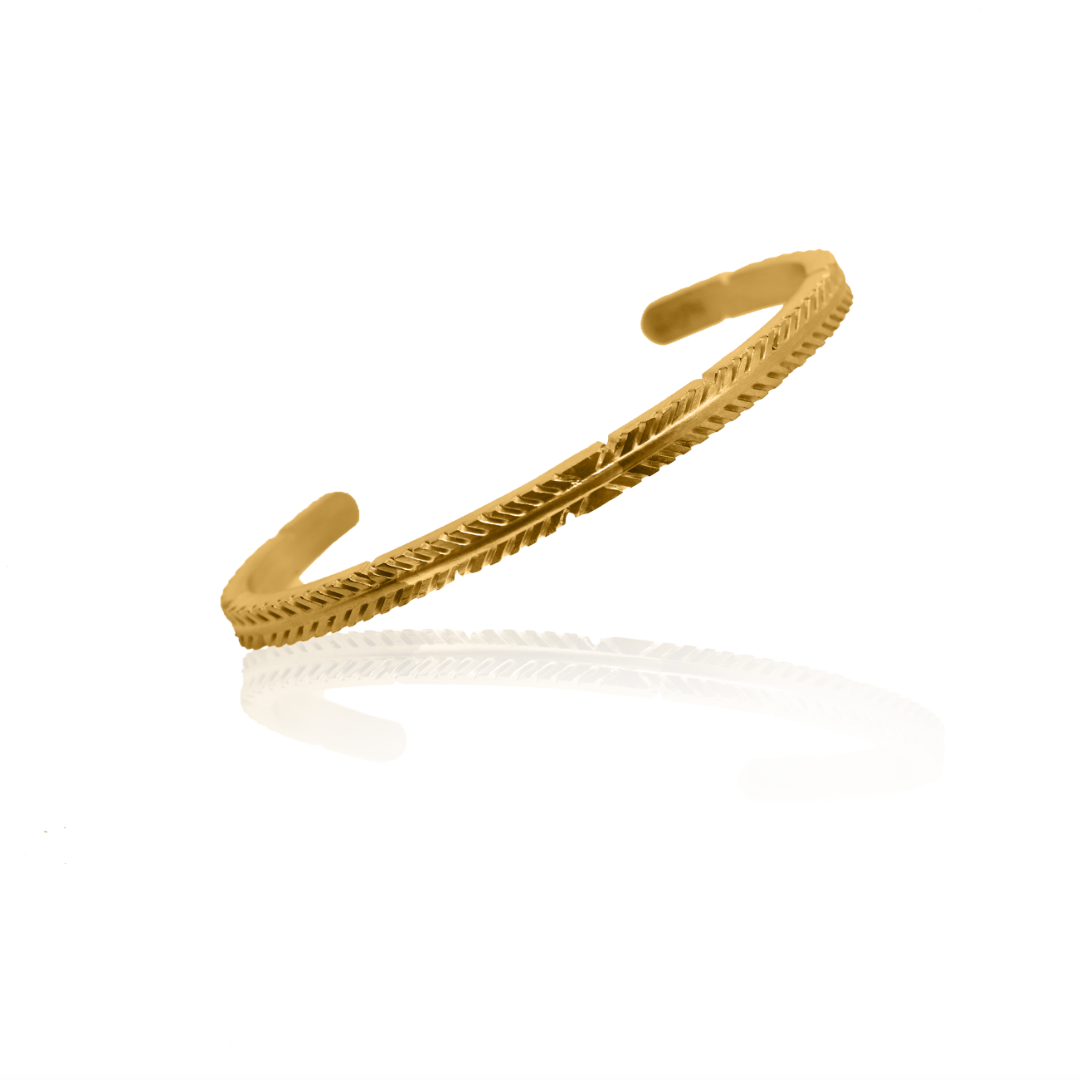 Nebu Gold 24k Gold Tribal Embellished Bangle Front View 2