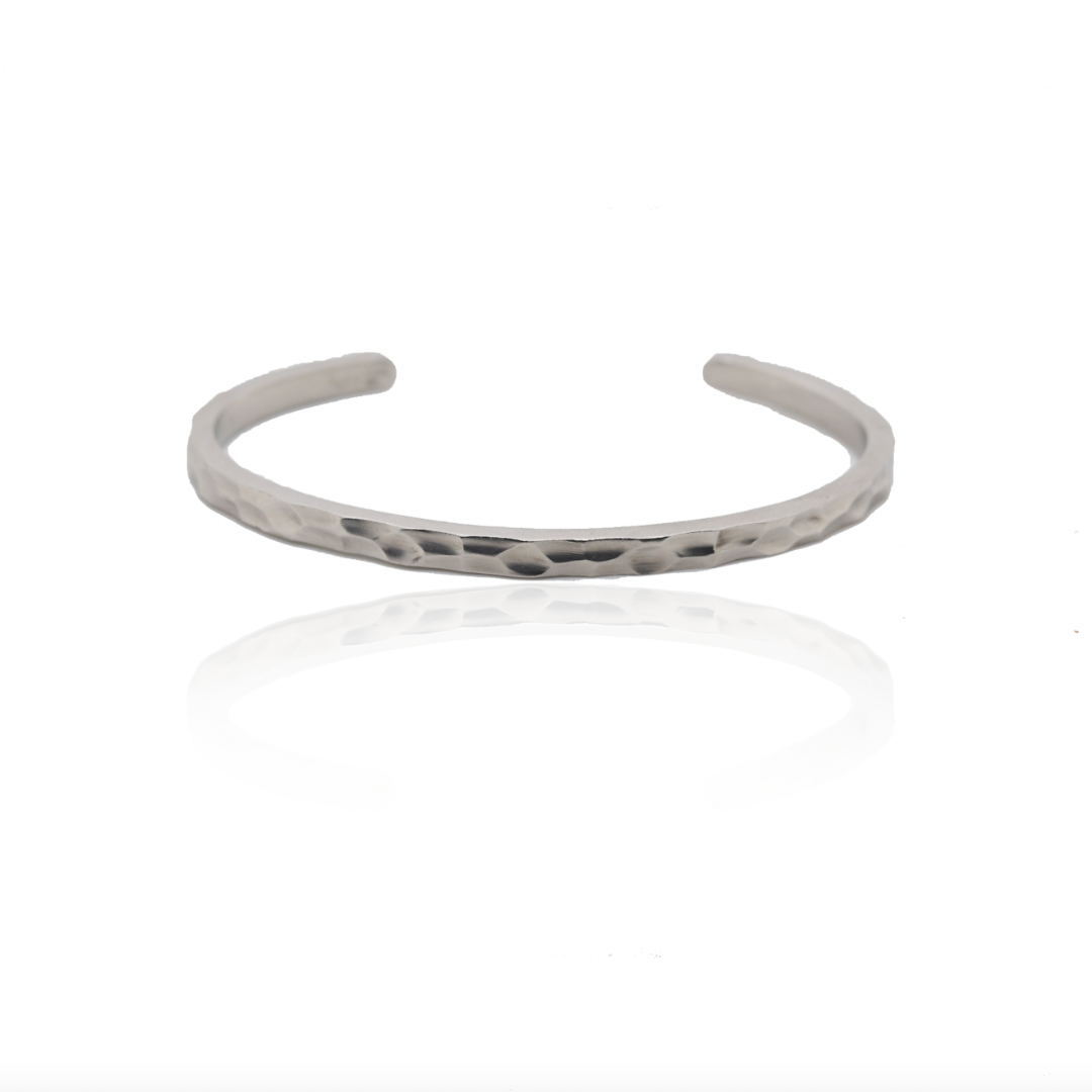 Nebu Gold 24k Platinum Classic Hammered Wrist Cuff Front View