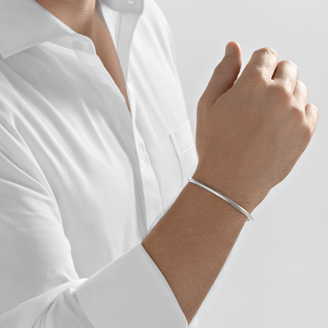 Nebu Gold 24k Platinum Classic Ridged Bangle Male