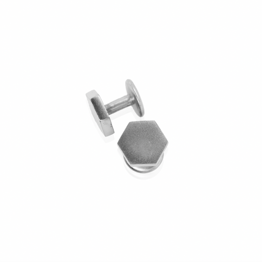 Nebu Gold 24k Platinum Hexagon Cufflinks Side