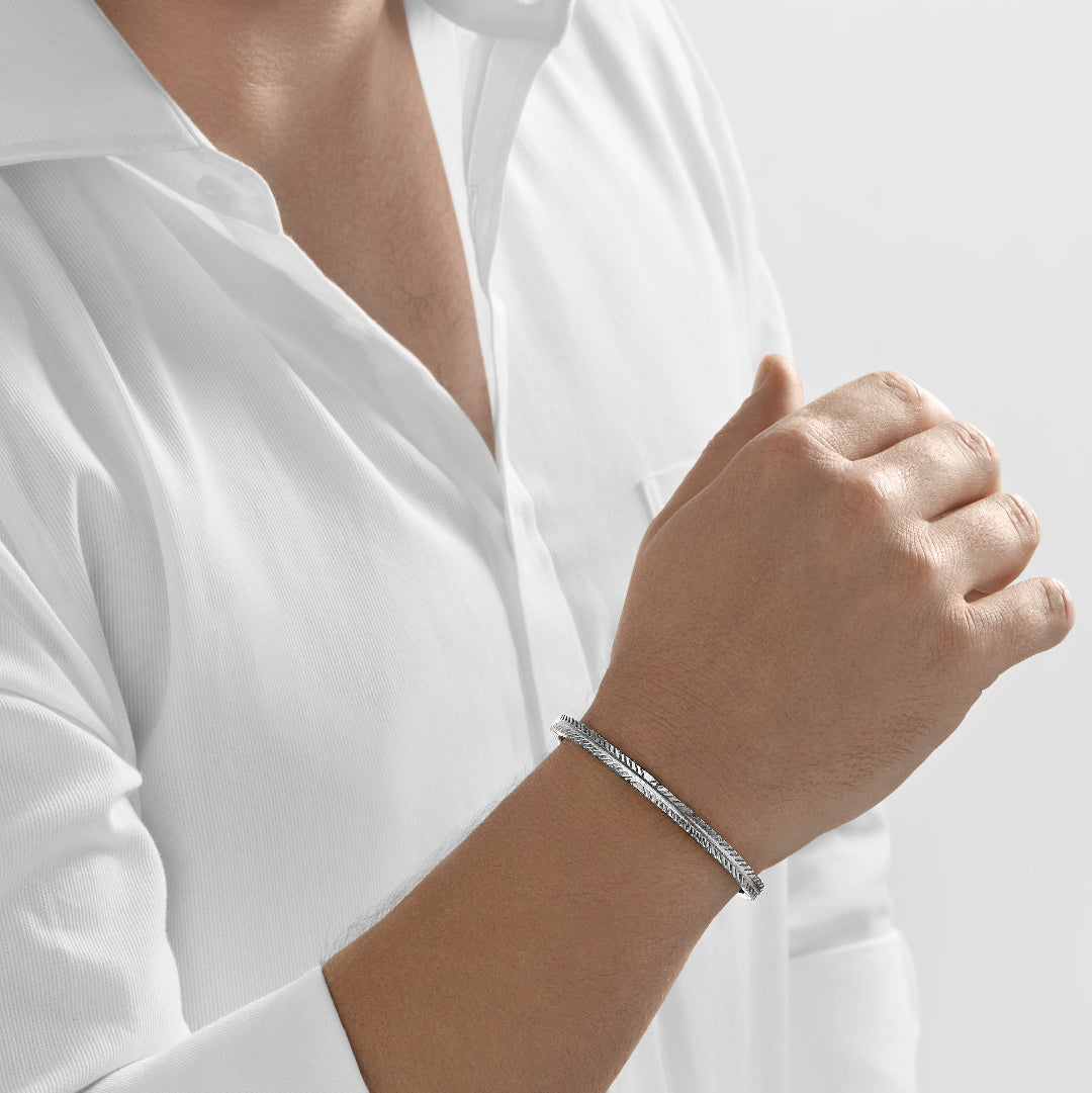 Nebu Gold 24k Platinum Tribal Embellished Bangle Male