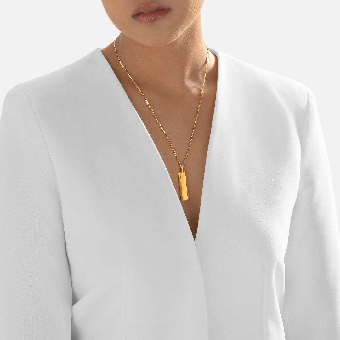 Nebu Gold 24kt Gold Bar Pendant Female