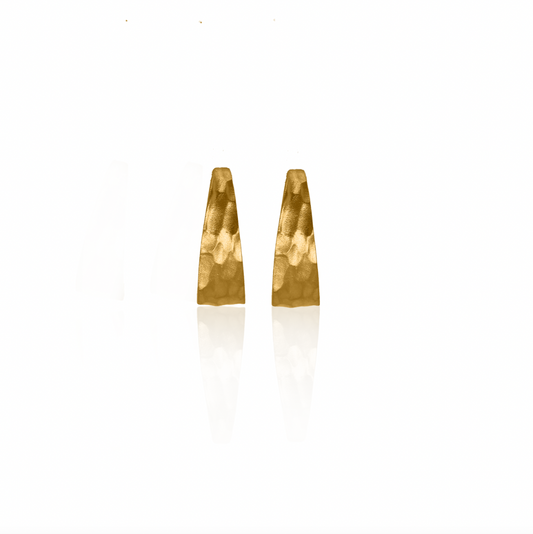 Nebu Gold 24kt Gold Hammered Obelisk Earrings Front View