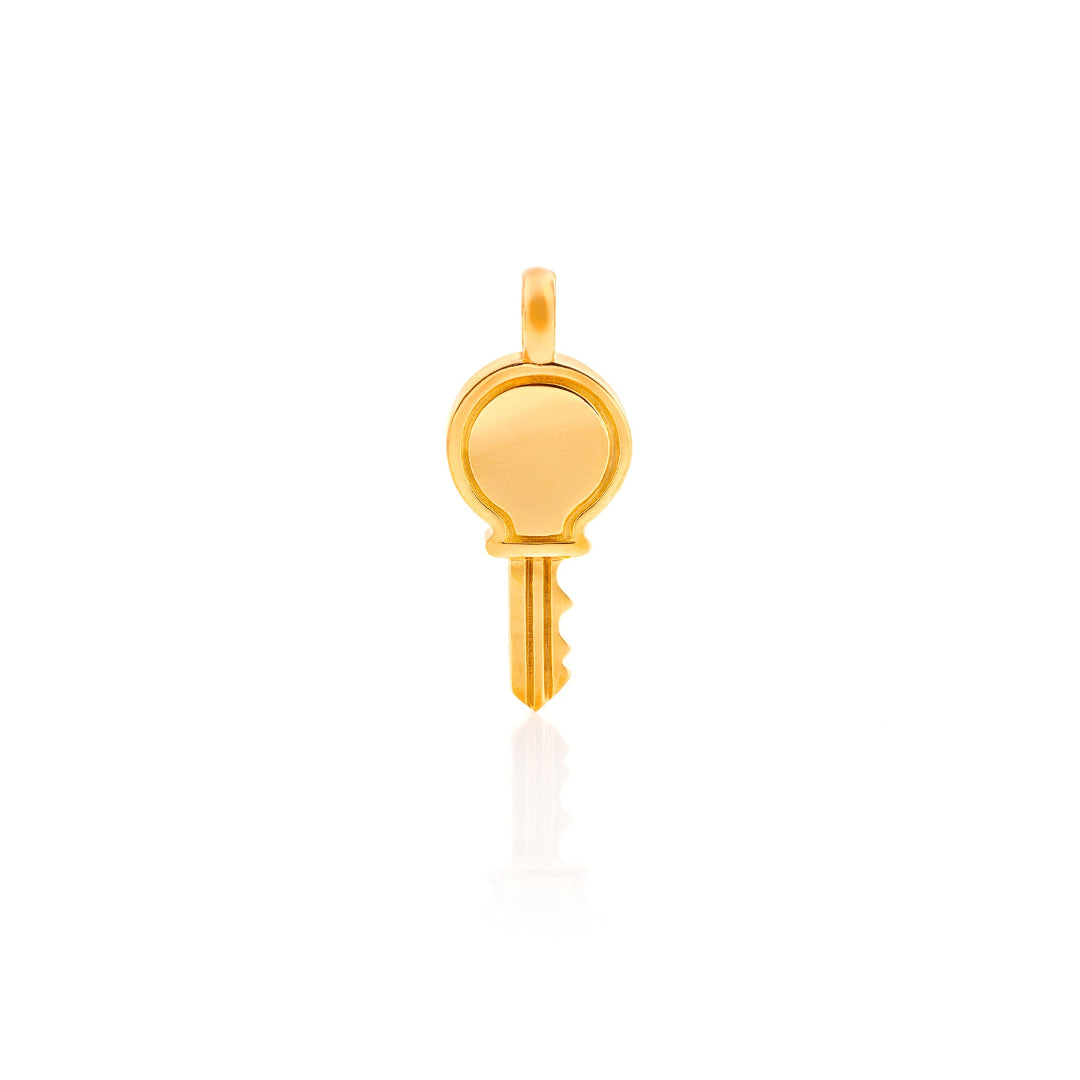 Nebu Gold 24kt Gold Key Pendant Front View