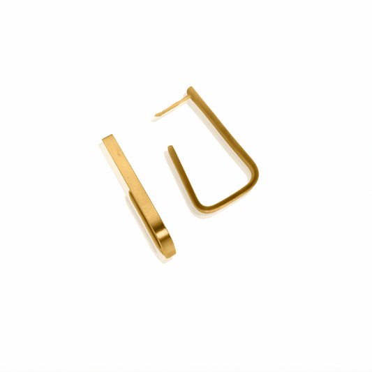 Nebu Gold 24kt Gold Minimalist Triangle Earrings Front View