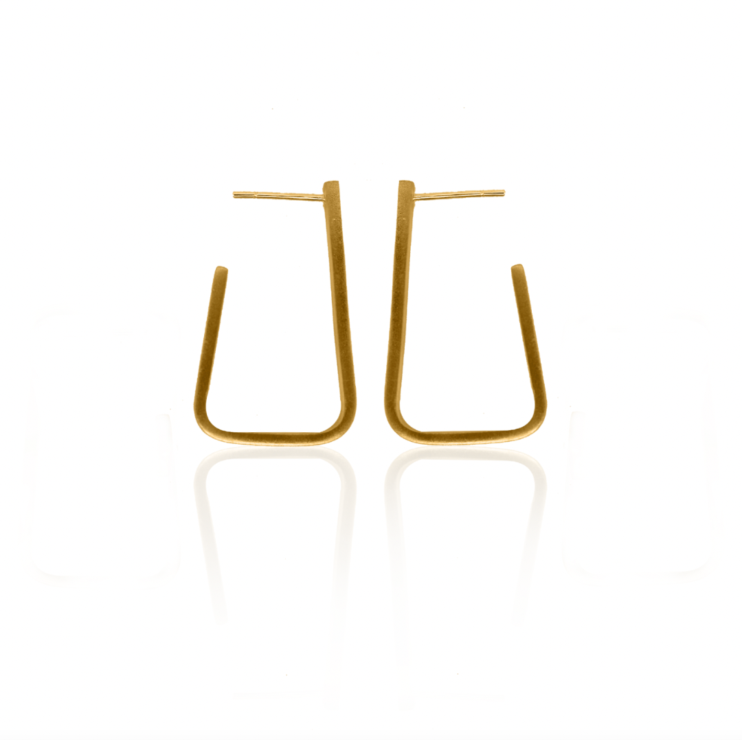 Nebu Gold 24kt Gold Minimalist Triangle Earrings Side View