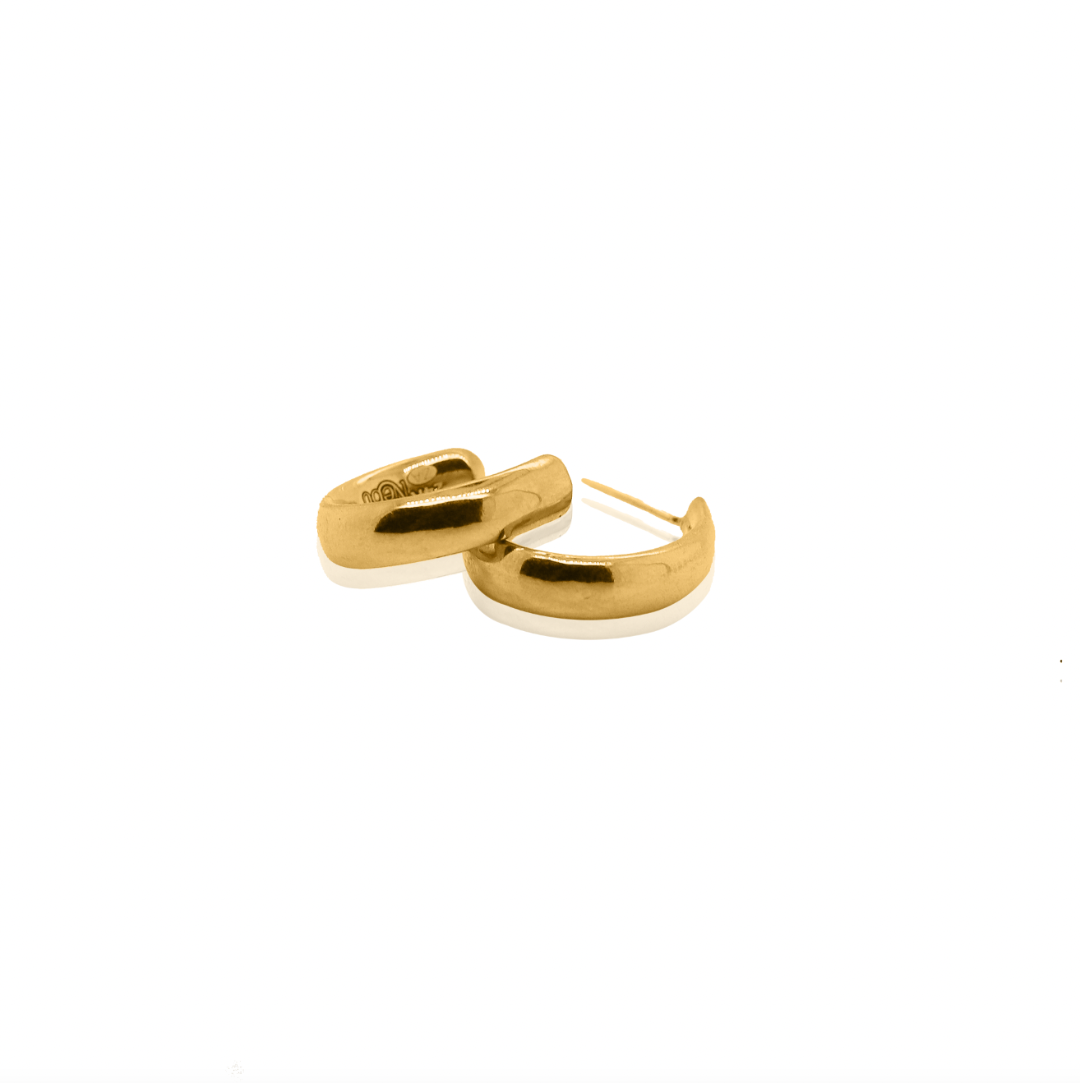 Nebu Gold 24kt Gold Slender Hoop Earrings Front View