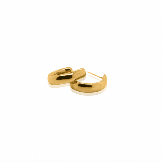 Nebu Gold 24kt Gold Slender Hoop Earrings Front View