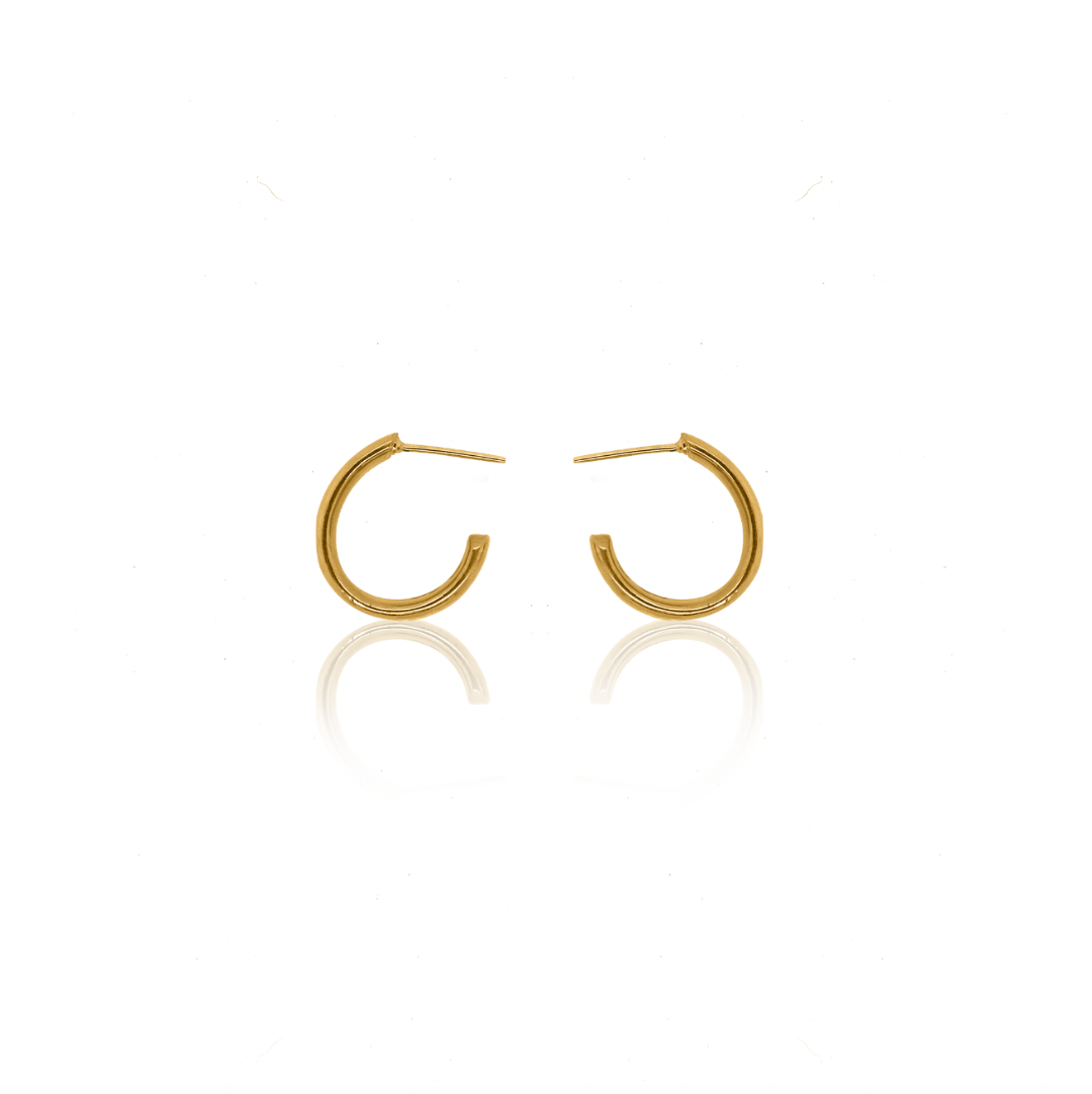 Nebu Gold 24kt Gold Slender Hoop Earrings Side View