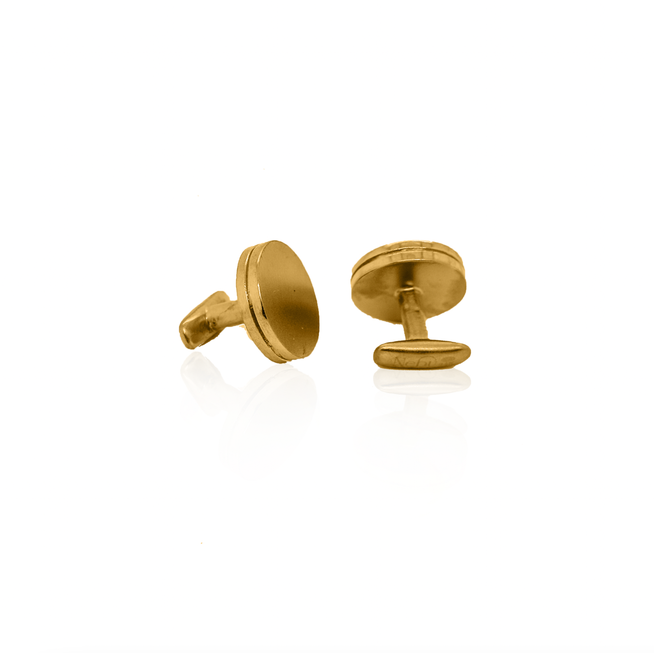 24Kt Gold Bevelled Polished Disc Cufflinks