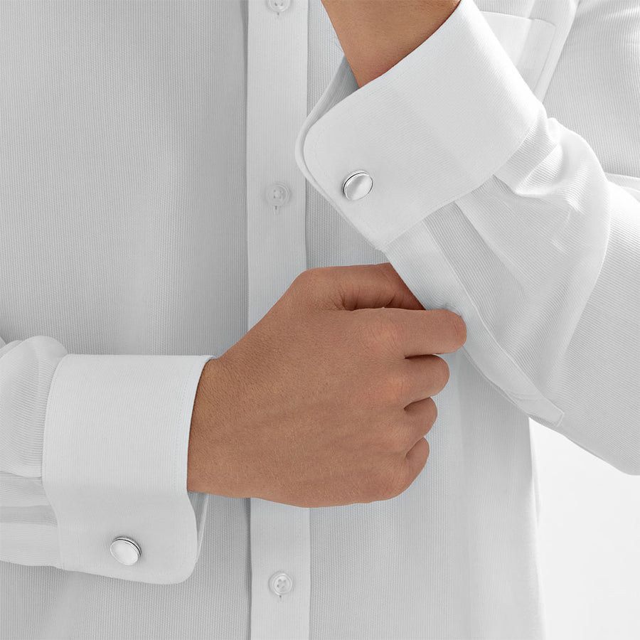 24Kt Platinum Bevelled Polished Disc Cufflinks