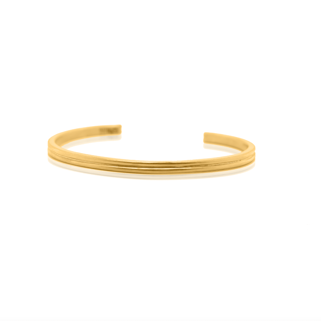 24Kt Gold Grooved Double Band Bangle – Nebü Gold