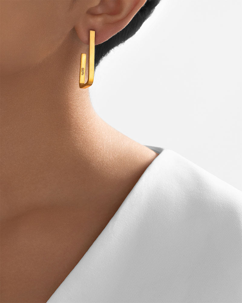 24Kt Gold Minimalist Triangle Earrings